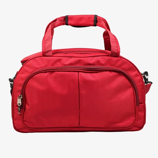 Red Travel Duffel Bag in Ara-min Garment Cubicle Zipper Duffle Bag - Image 1